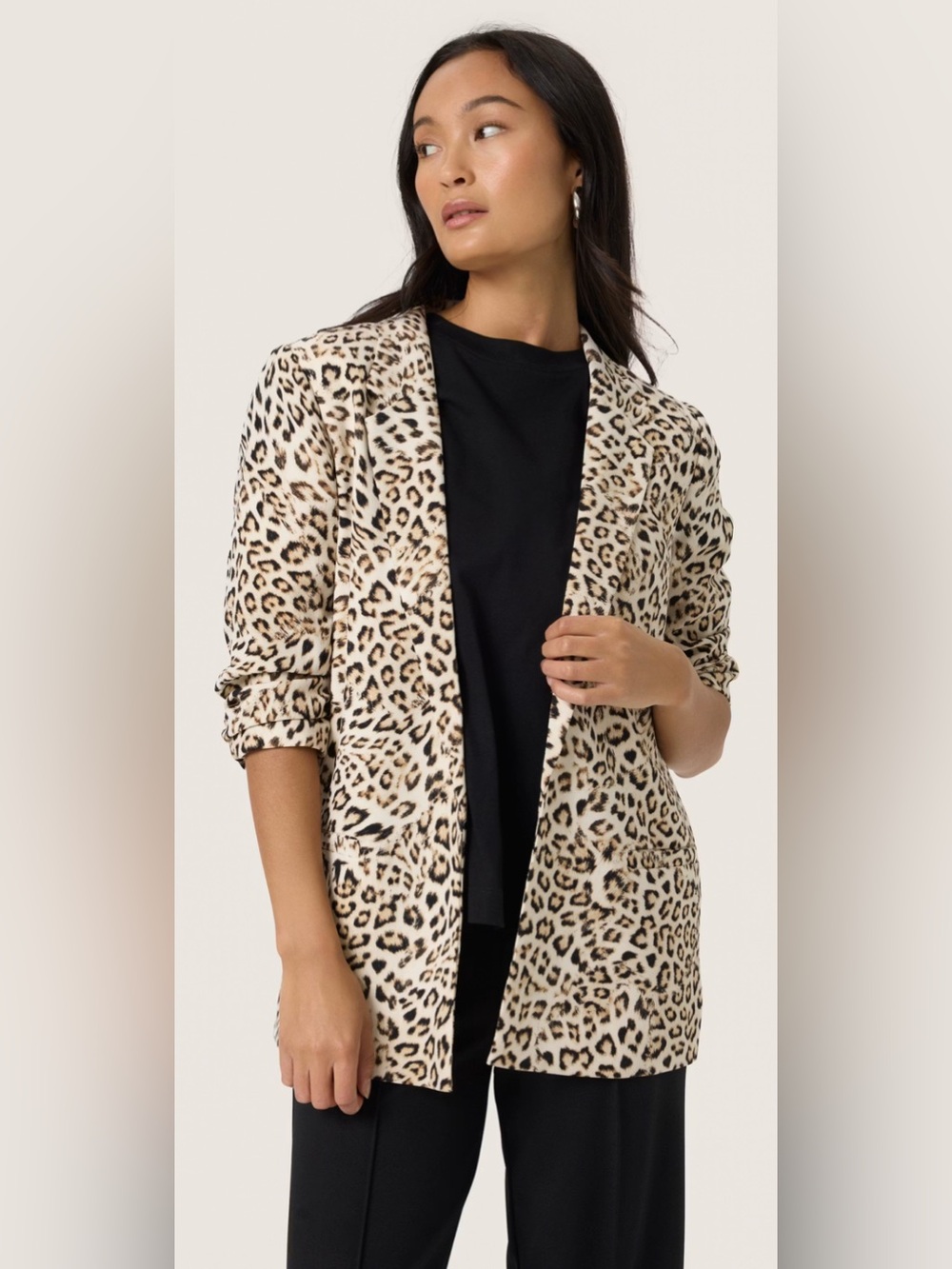 Women's curvy Leopard Print mock double breasted blazer xxl